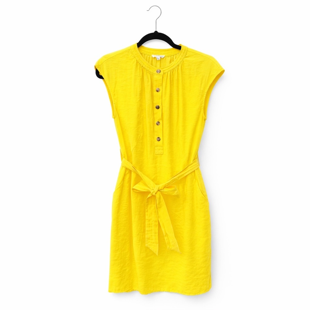 a loves a yellow belted dress sleeveless mini bow - Picture 2 of 5
